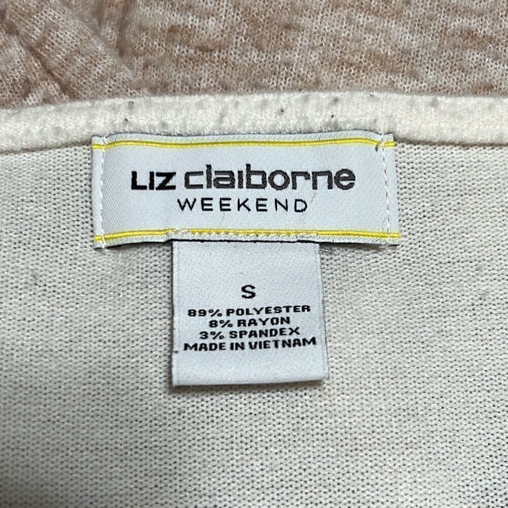 Liz Claiborne Women's Beige White Colorblock Long Sleeve Pullover Sweater - Picture 5 of 5